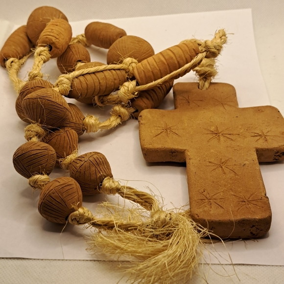 Deror Clay blessing Beads with Clay Cross. - Picture 1 of 9